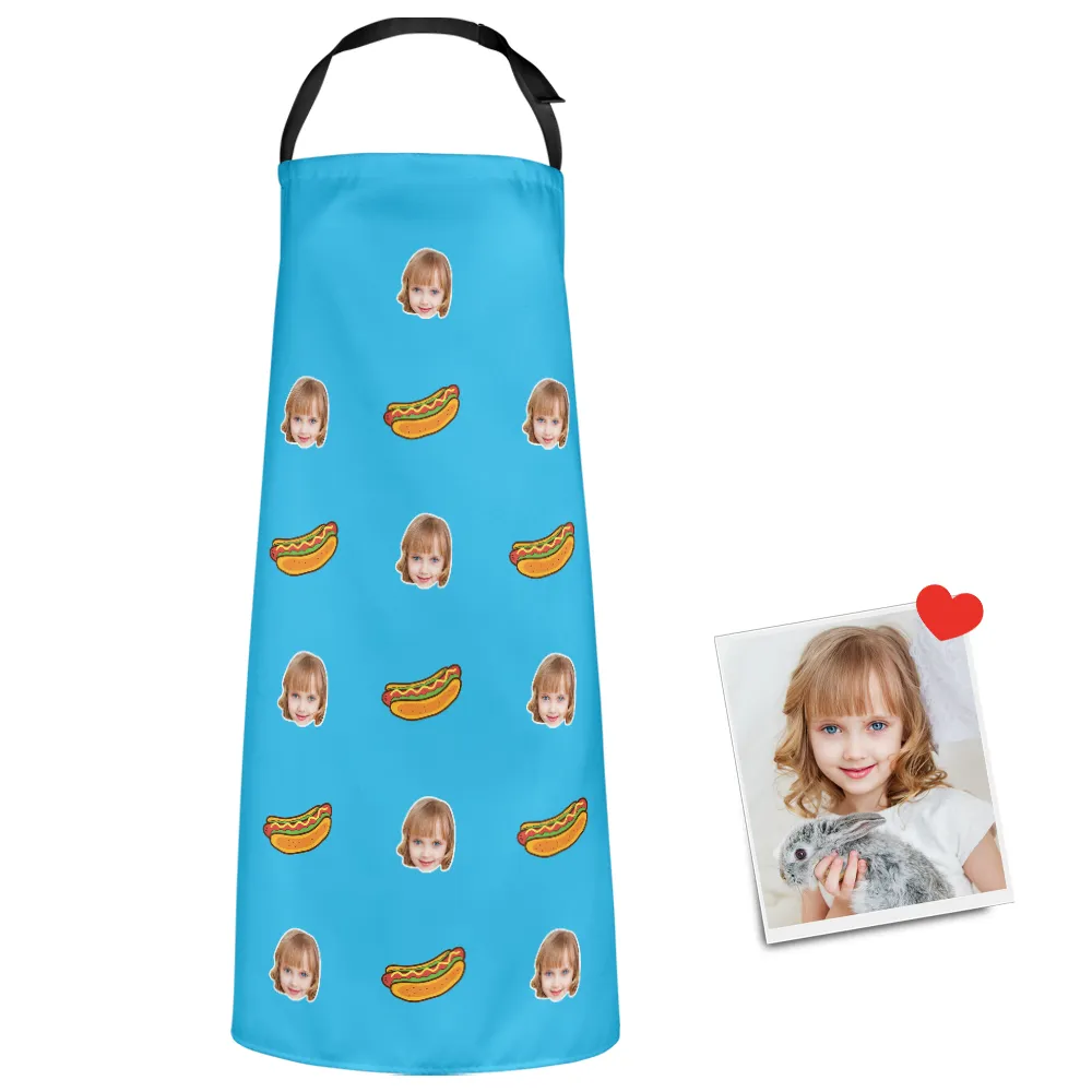 Custom Face Apron Cartoom Photo Apron - Hot Dog