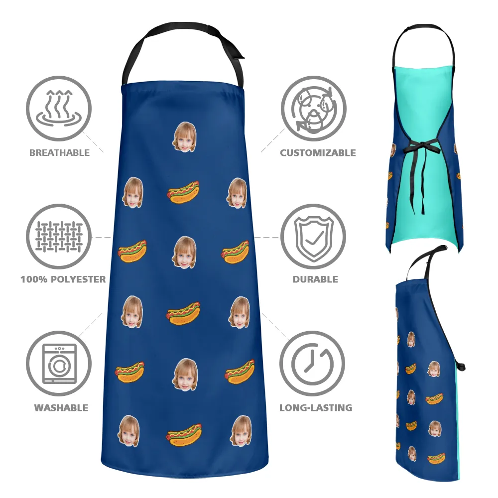 Custom Face Apron Cartoom Photo Apron - Hot Dog