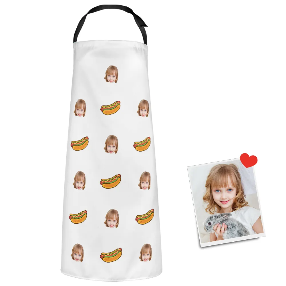 Custom Face Apron Cartoom Photo Apron - Hot Dog