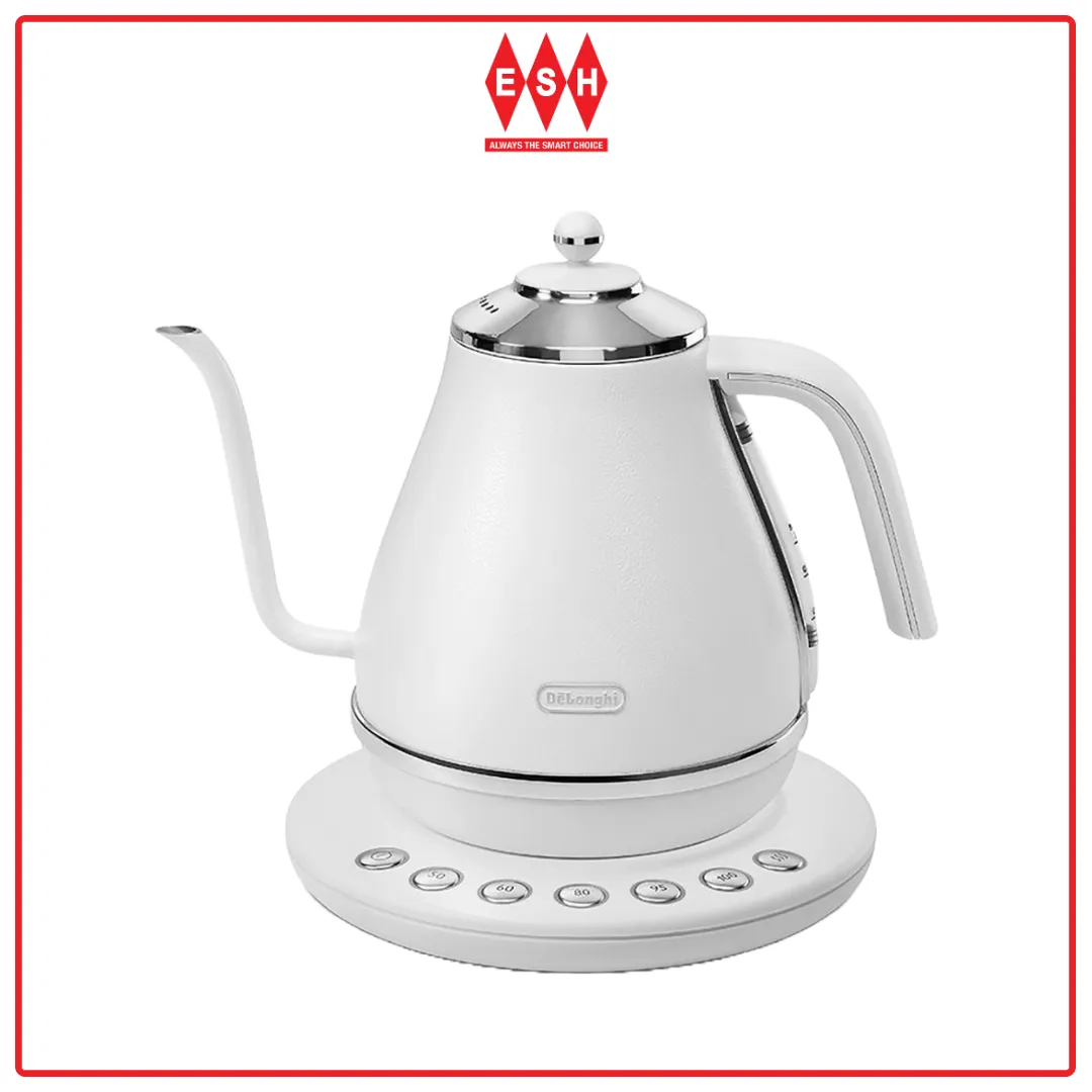 DeLonghi KBOE2030.W 1.0L Icona Cafe Gooseneck Kettle