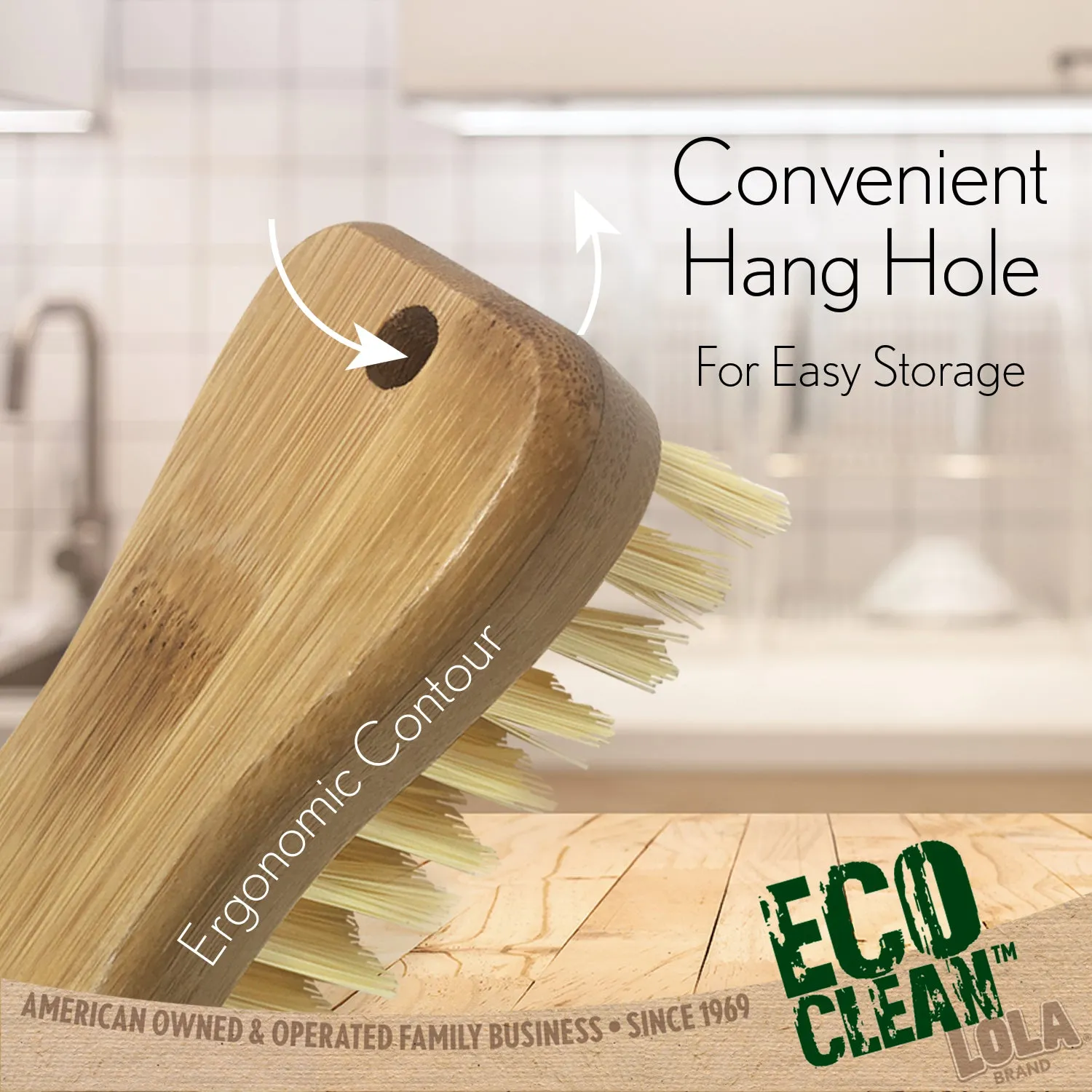 Eco Clean Bamboo Scrub Brush - 6 Pack