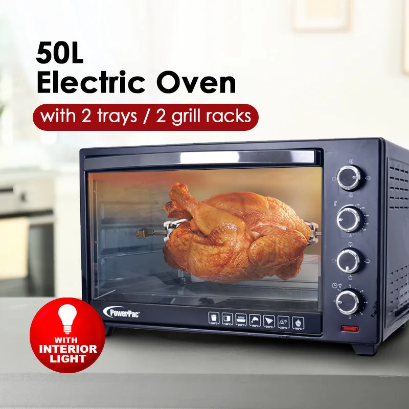 Electric Oven 50L with Rotisserie & Convection Functions, 2 Trays & Wire Mesh (PPT45)