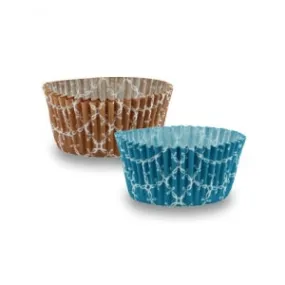 Elements - 1.25" Mini Baking Cups - Teal/Caramel - 100 count (Case Qty: 2400)