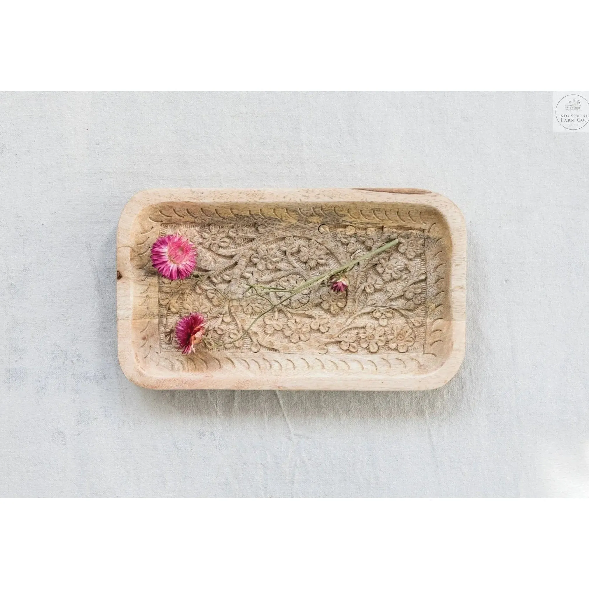 Floral Carved Mango Tray