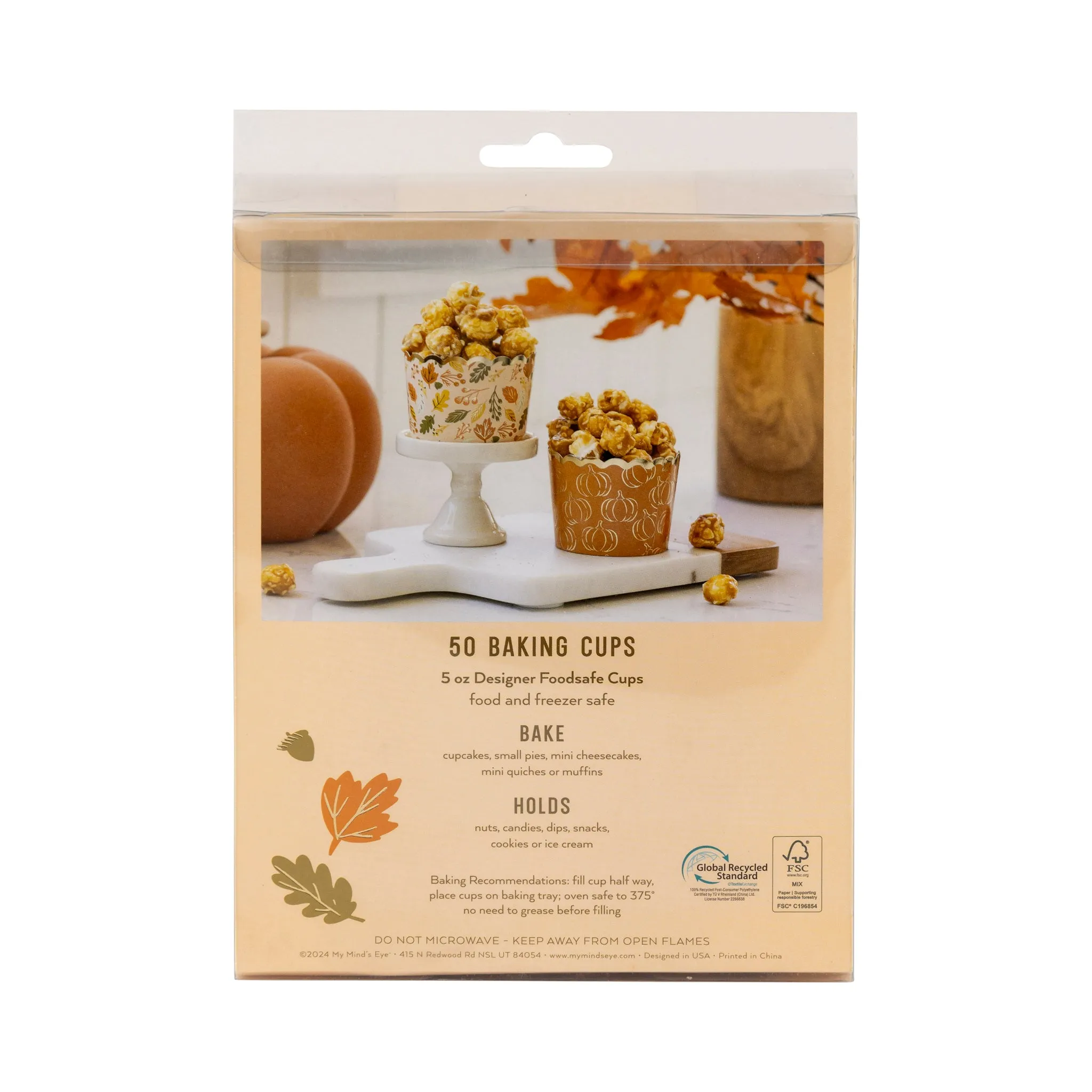 Foiled Fall Foliage with Pumpkins 5 oz Baking Cups