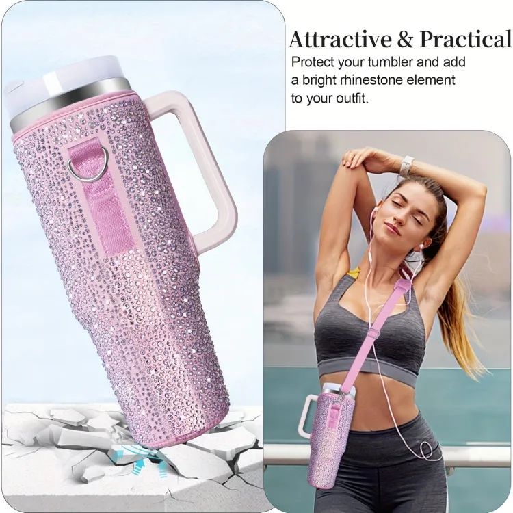 For Stanley 40oz Cup Hot Diamond Cover Neoprene Insulated Portable Bottle Cover(Pink)