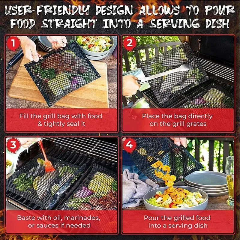 Funki Buys | Grill Bags | Non-Stick BBQ Grill Mesh Cooking Bags