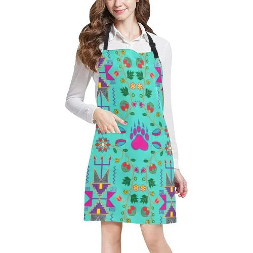 Geometric Floral Fall-Sky Apron