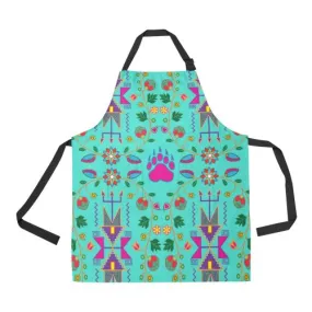 Geometric Floral Fall-Sky Apron