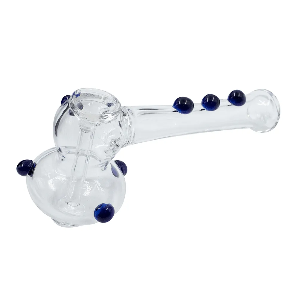 Glass Hammer Bong - Clear with Blue Dots