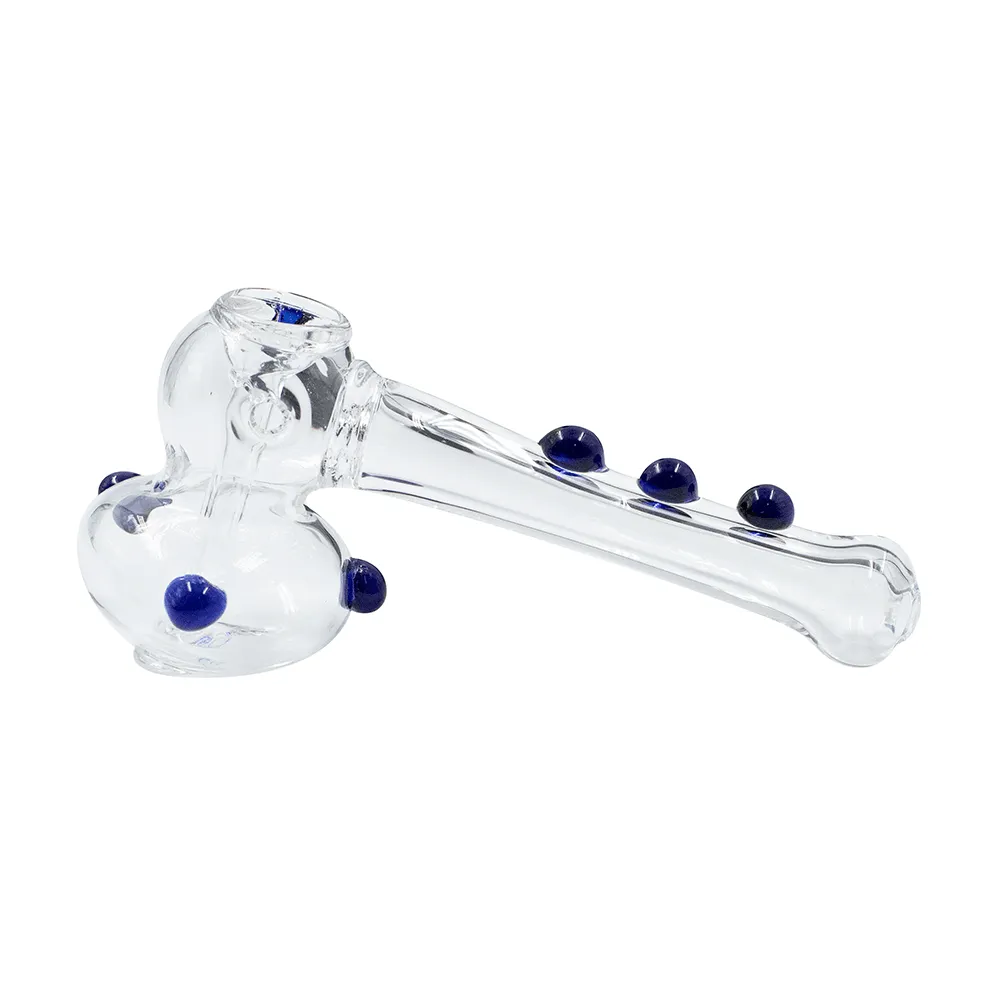 Glass Hammer Bong - Clear with Blue Dots