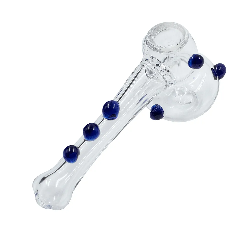 Glass Hammer Bong - Clear with Blue Dots