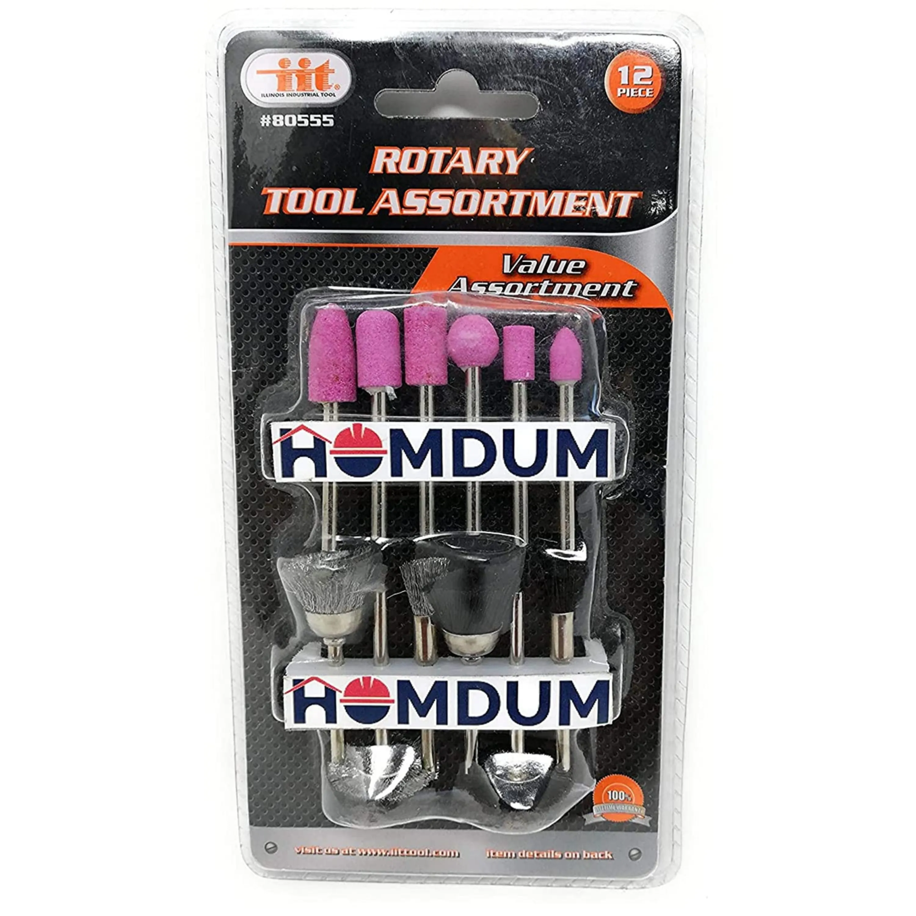 Homdum 12Pcs Rotary Tool Assortment Set, Hobby Craft, Die Grinder Accessory Set 1/8" Shank.