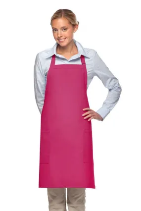 Hot Pink Deluxe Bib Adjustable Apron (2 Pockets)