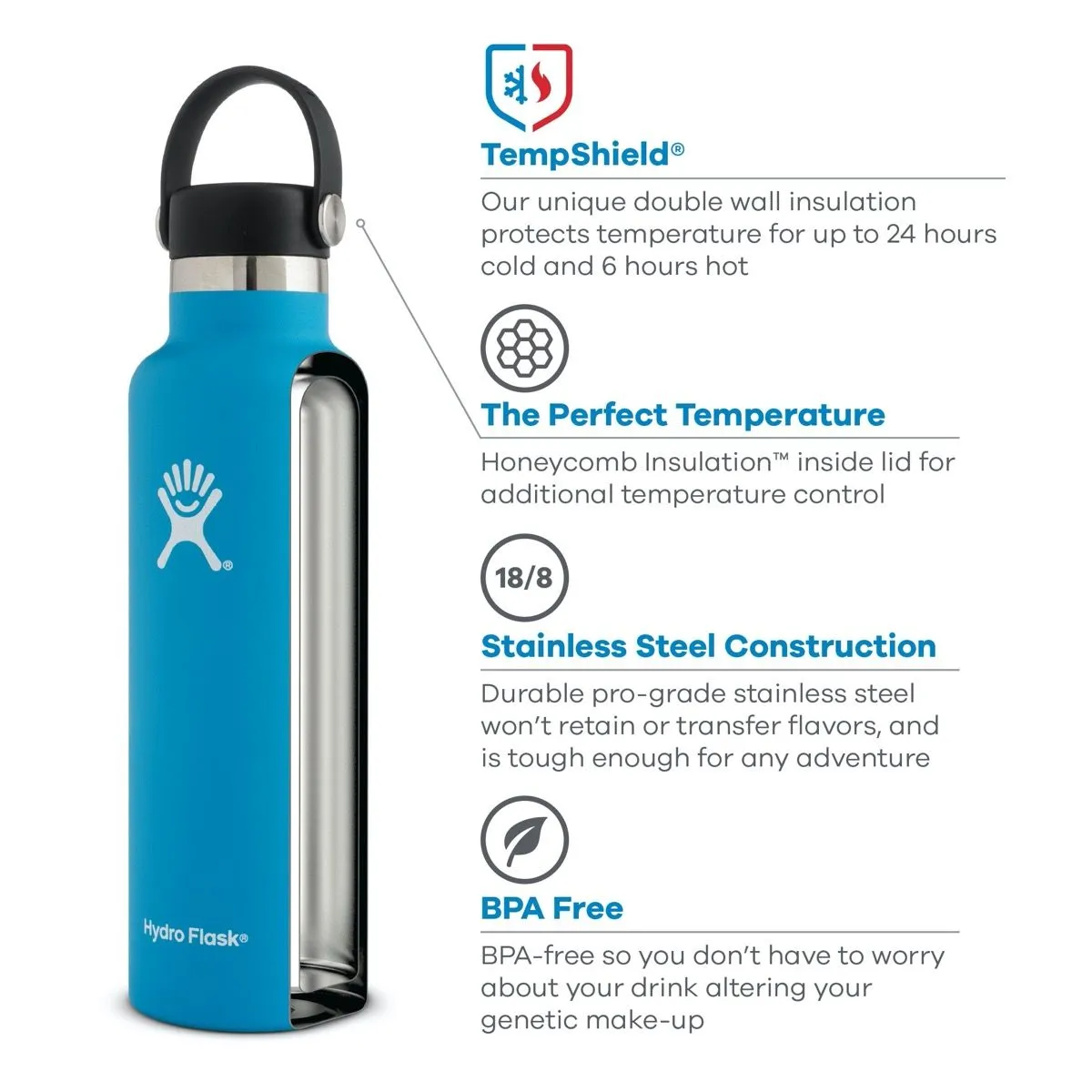 'Hydro Flask' 21 oz. Standard Mouth w/Flex Cap - Laguna