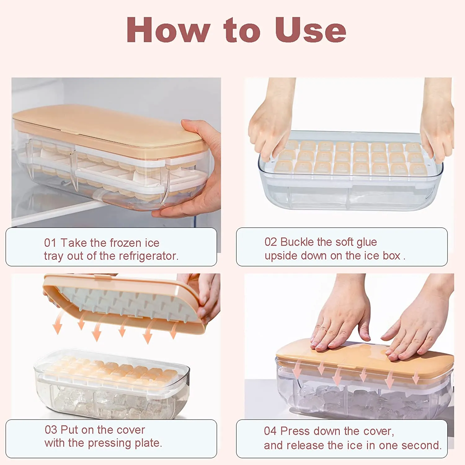 Ice Cube Storage Box with 2 Ice Trays