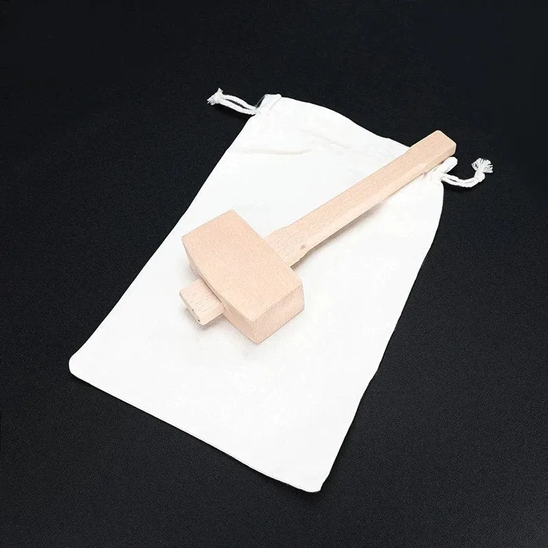 Ice Mallet and Lewis Bag - Wood Hammer and Canvas Bag for Crushing Ice