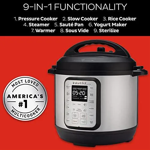 Instant Pot Duo Plus 8 Quart 9-in-1 Electric Pressure Cooker, Slow Cooker, Rice Cooker, Steamer, Saute, Yogurt Maker & Warmer, Sterilizer, 15 One-Touch Programs