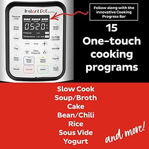 Instant Pot Duo Plus 8 Quart 9-in-1 Electric Pressure Cooker, Slow Cooker, Rice Cooker, Steamer, Saute, Yogurt Maker & Warmer, Sterilizer, 15 One-Touch Programs