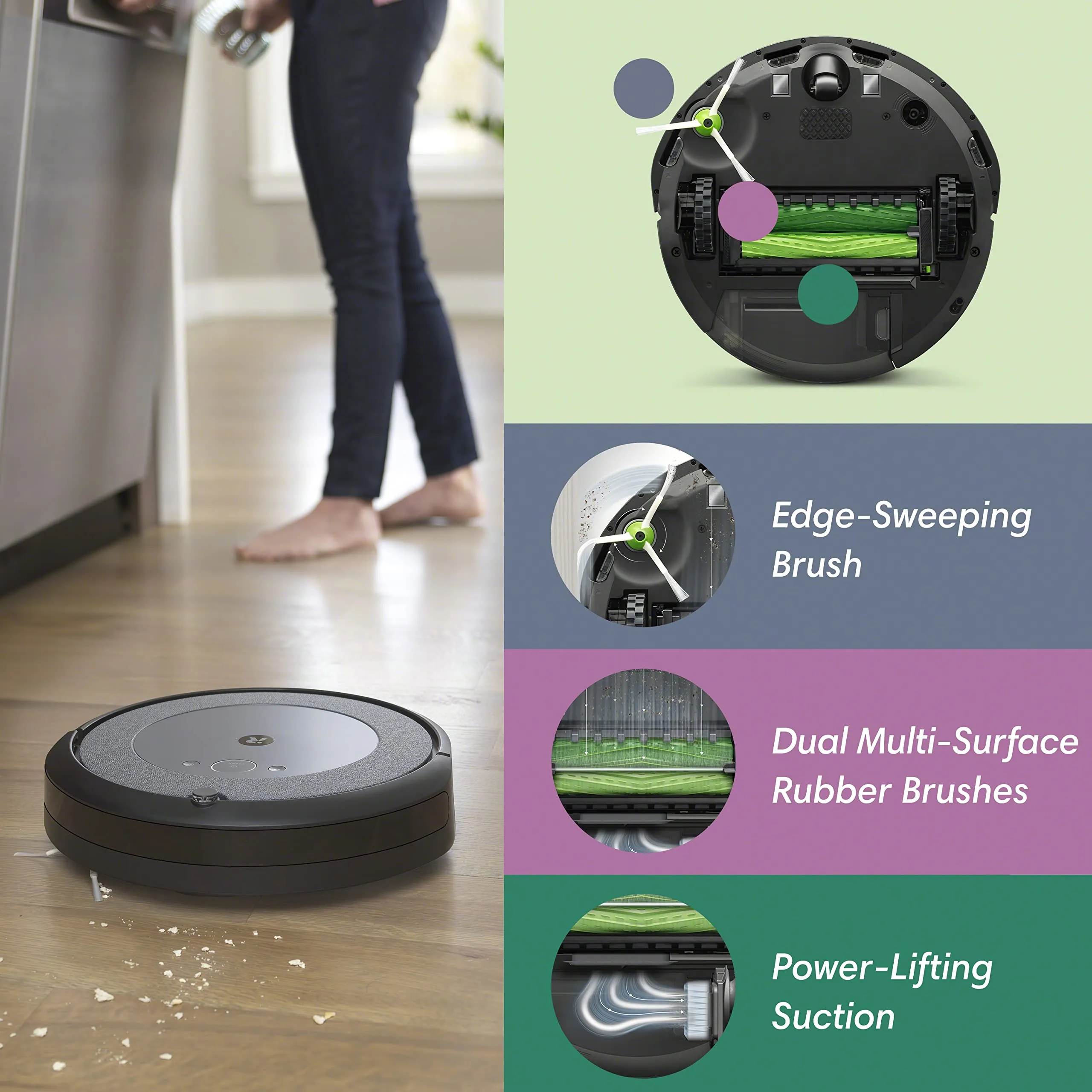 iRobot Roomba i3  EVO (3550) Self-Emptying Robot Vacuum – Now Clean by Room with Smart Mapping, Empties Itself for Up to 60 Days, Works with Alexa, Ideal for Pet Hair, Carpets, Roomba i3 