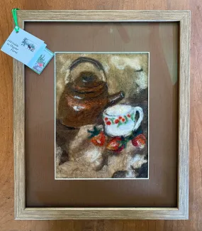 Kettle and Cup Needle Felted Art