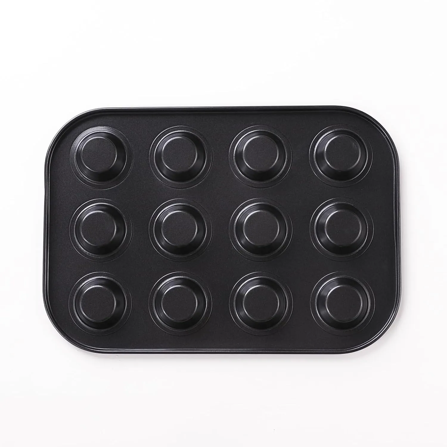 Kuber Industries 12 Slots Non-Stick Cup Cake Tray|Cup Cake Mould for Baking|Idol for Muffin, Small Cake-Pack of 5 (Black)