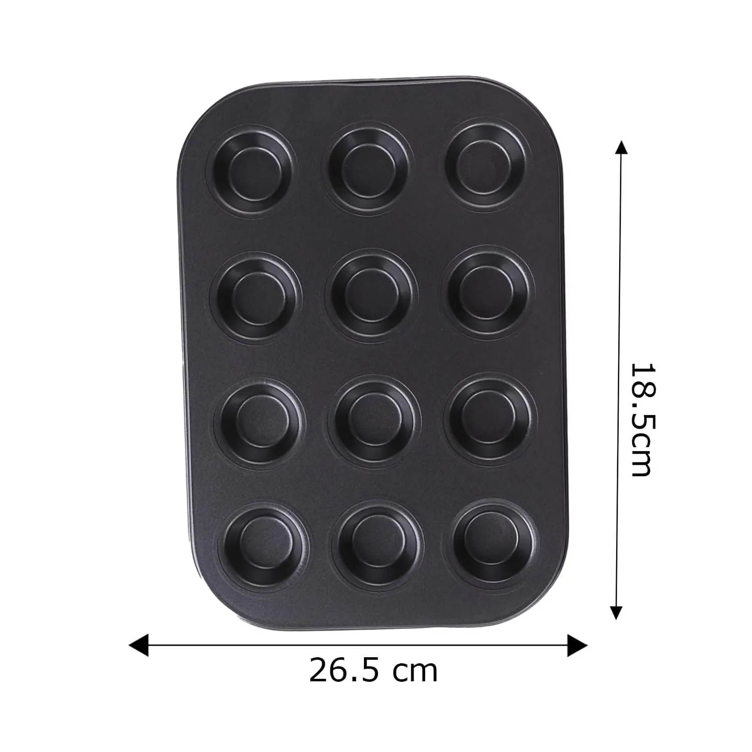 Kuber Industries 12 Slots Non-Stick Cup Cake Tray|Cup Cake Mould for Baking|Idol for Muffin, Small Cake-Pack of 5 (Black)