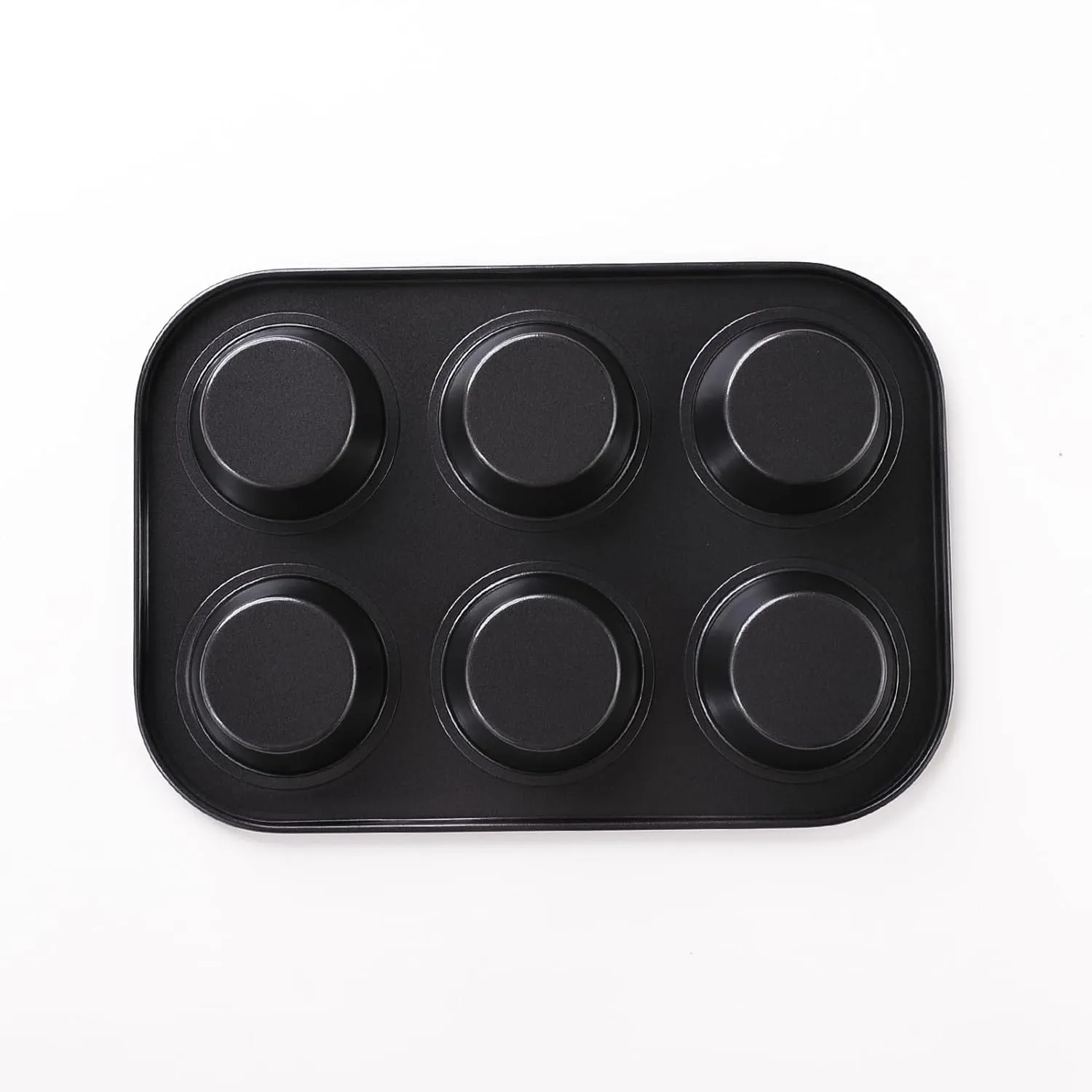 Kuber Industries 6 Slots Non-Stick Cup Cake Tray|Cup Cake Mould for Baking|Idol for Muffin, Small Cake-Pack of 2 (Black)