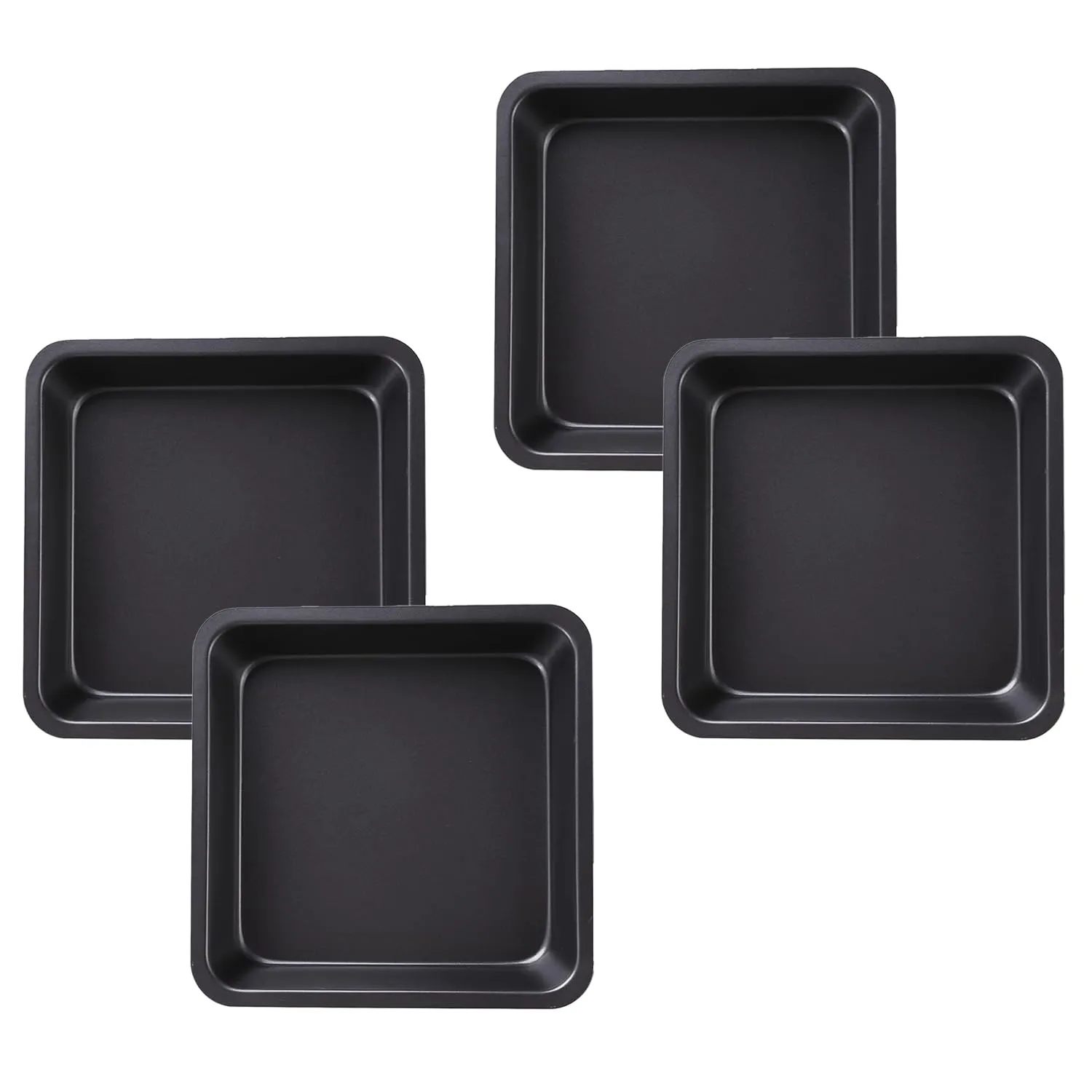 Kuber Industries Square Bakeware Cake Pan|Large Cake/Bread Mould-Pack of 4 (Black)