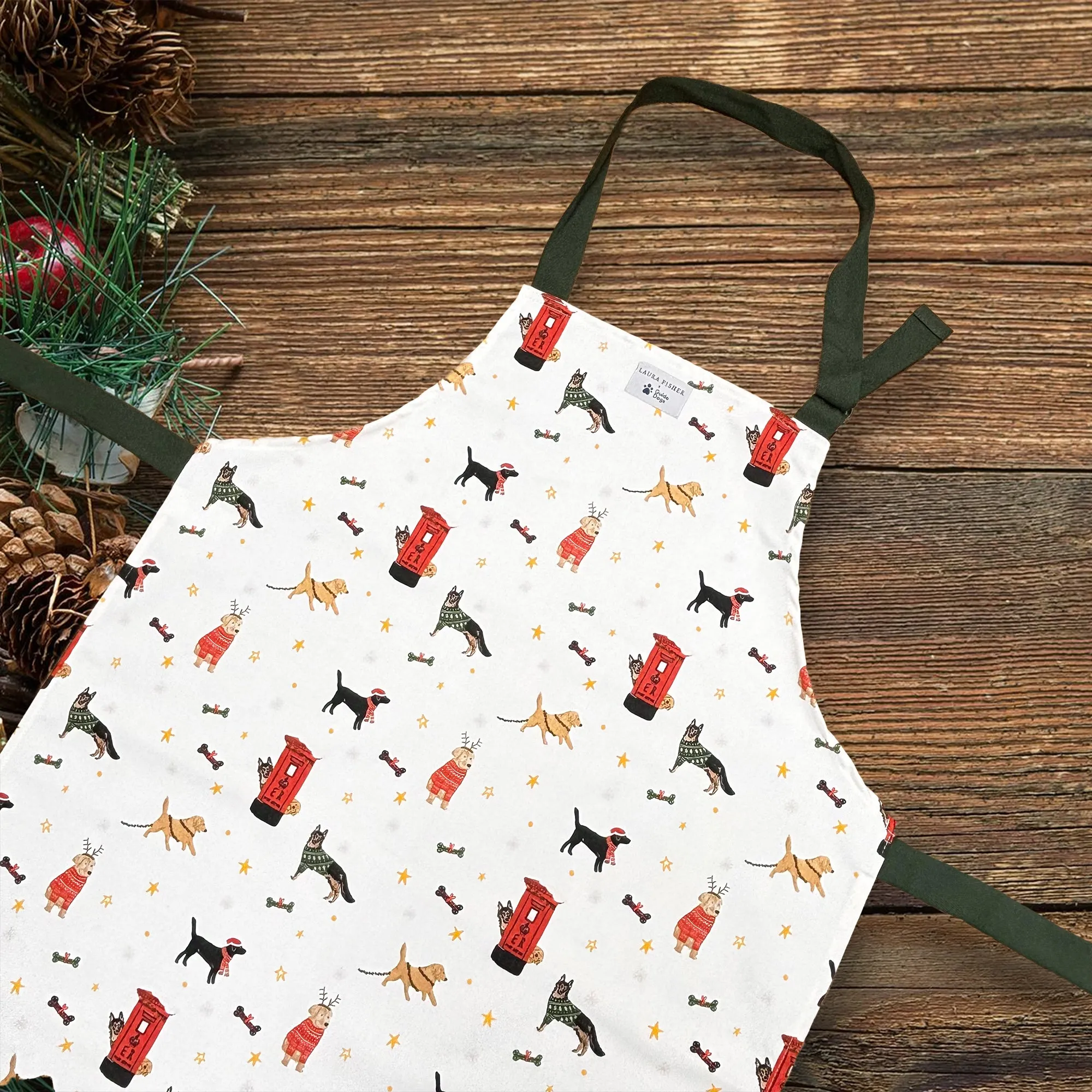 Laura Fisher x Guide Dogs Christmas apron