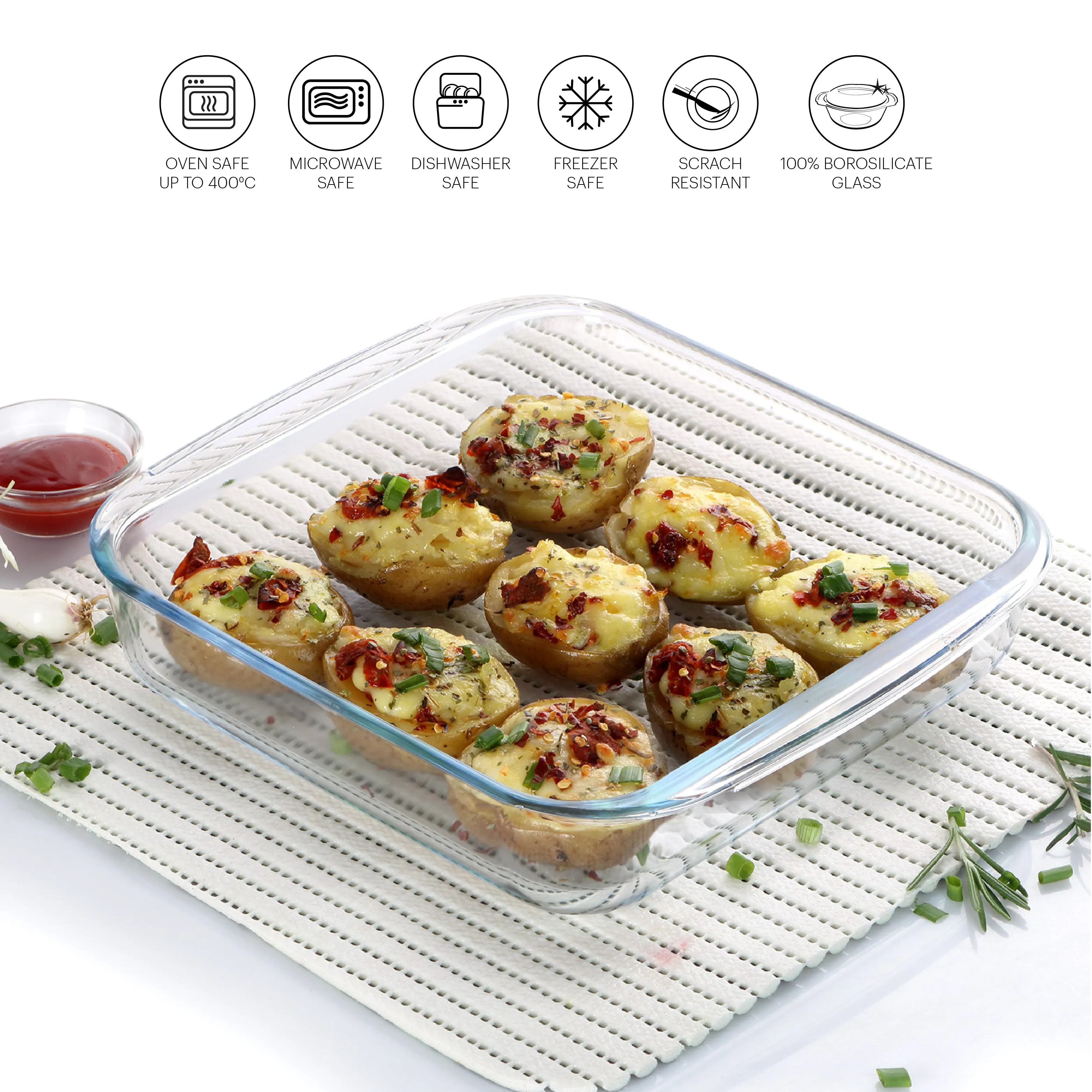 Laura Square Glass Baking Dish, 1700ml