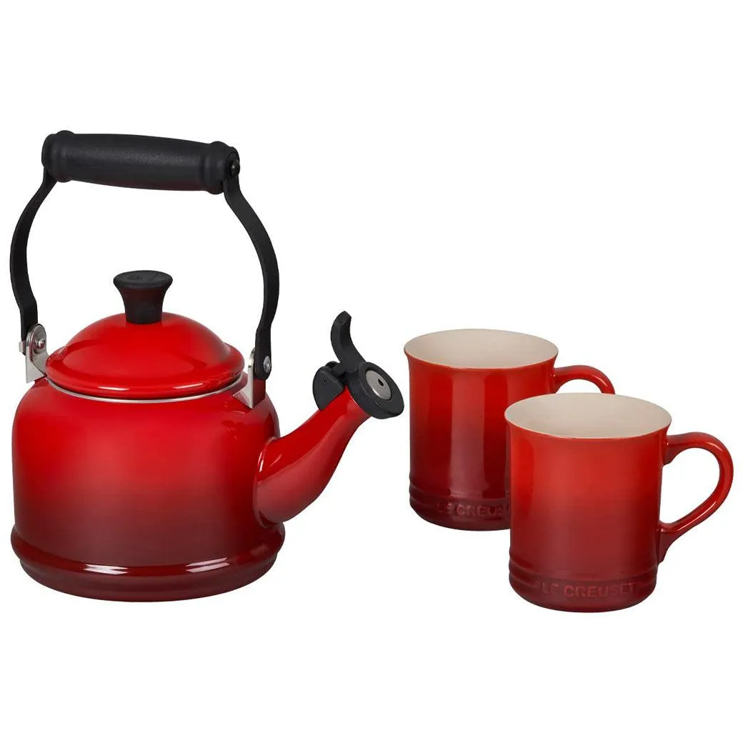 Le Creuset Demi Kettle & 2 Stoneware Mug Set