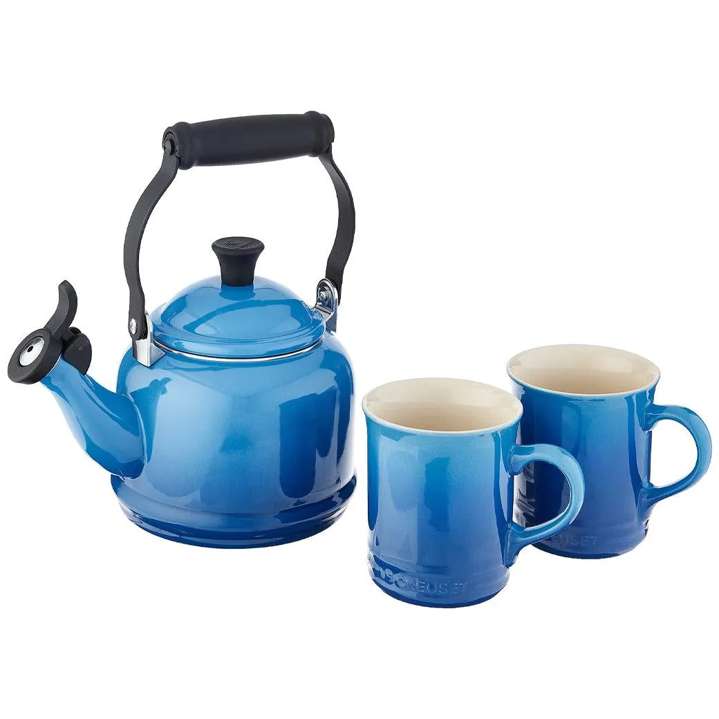 Le Creuset Demi Kettle & 2 Stoneware Mug Set