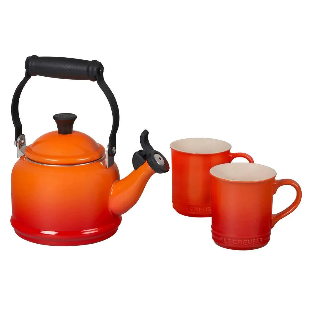 Le Creuset Demi Kettle & 2 Stoneware Mug Set