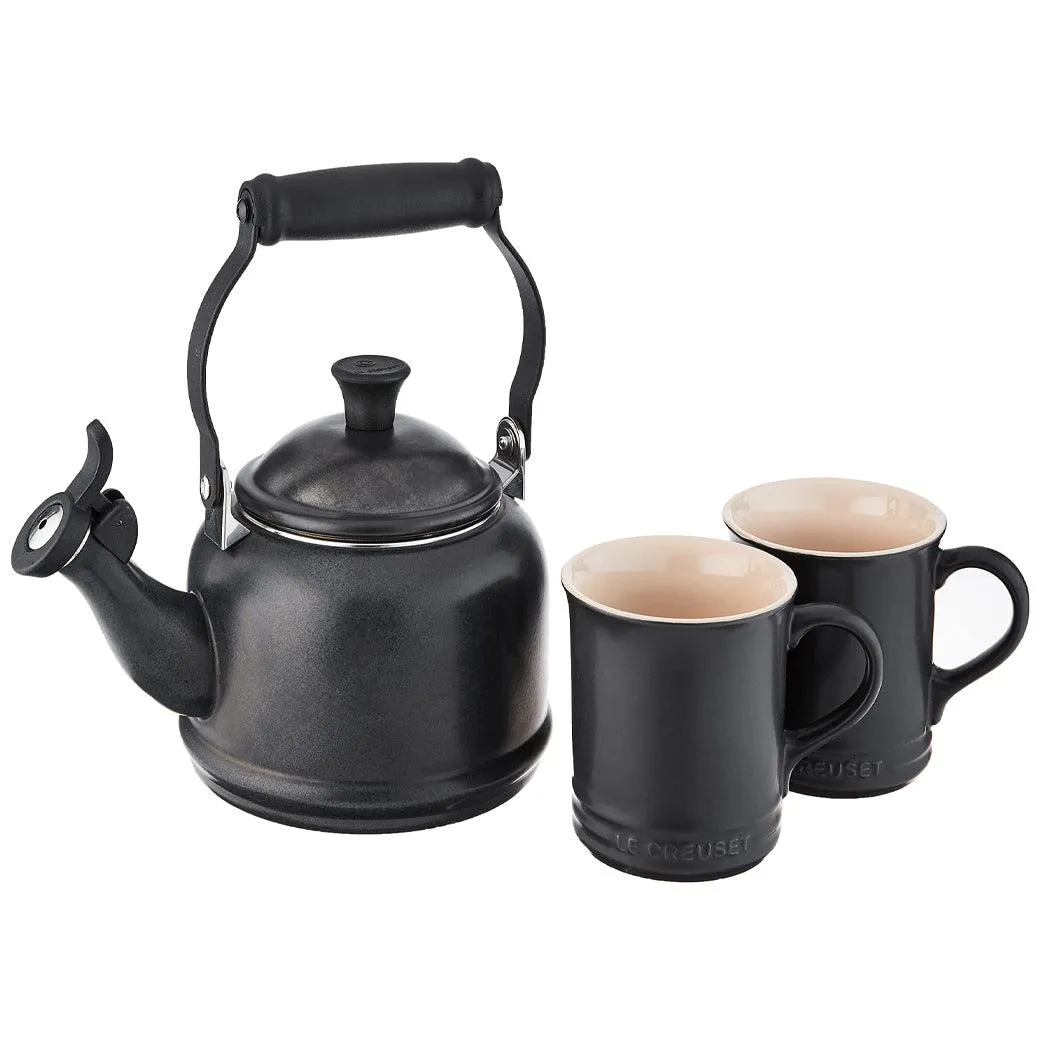 Le Creuset Demi Kettle & 2 Stoneware Mug Set