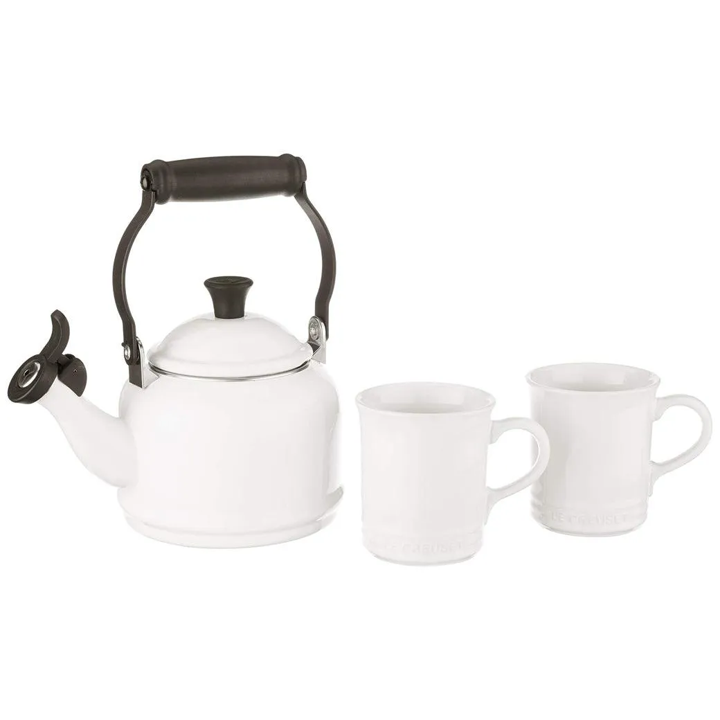 Le Creuset Demi Kettle & 2 Stoneware Mug Set