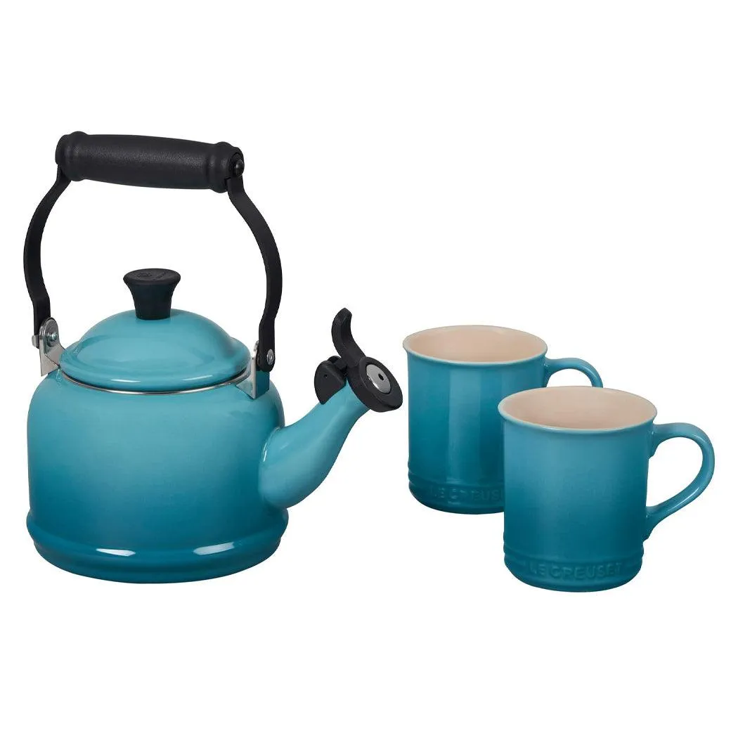 Le Creuset Demi Kettle & 2 Stoneware Mug Set