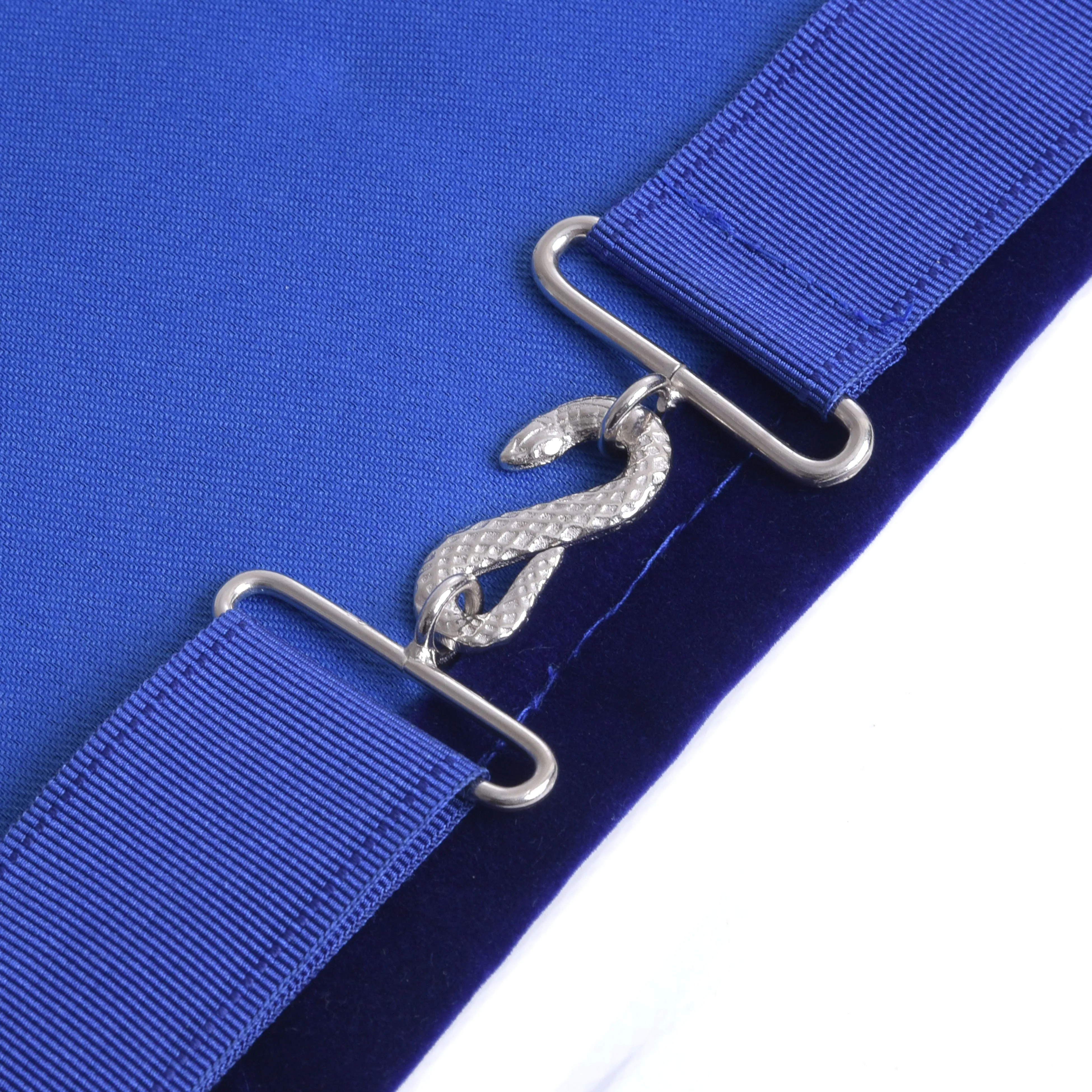 Marshal Blue Lodge Officer Apron - Silver Fringe & Side Tabs