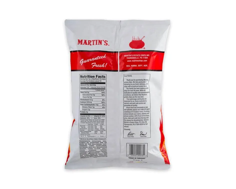 Martin's Red Hot Potato Chips 9.5 oz. Bags