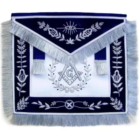 Masonic Master Mason Apron Silver Bullion Hand Embroidered Vine Work