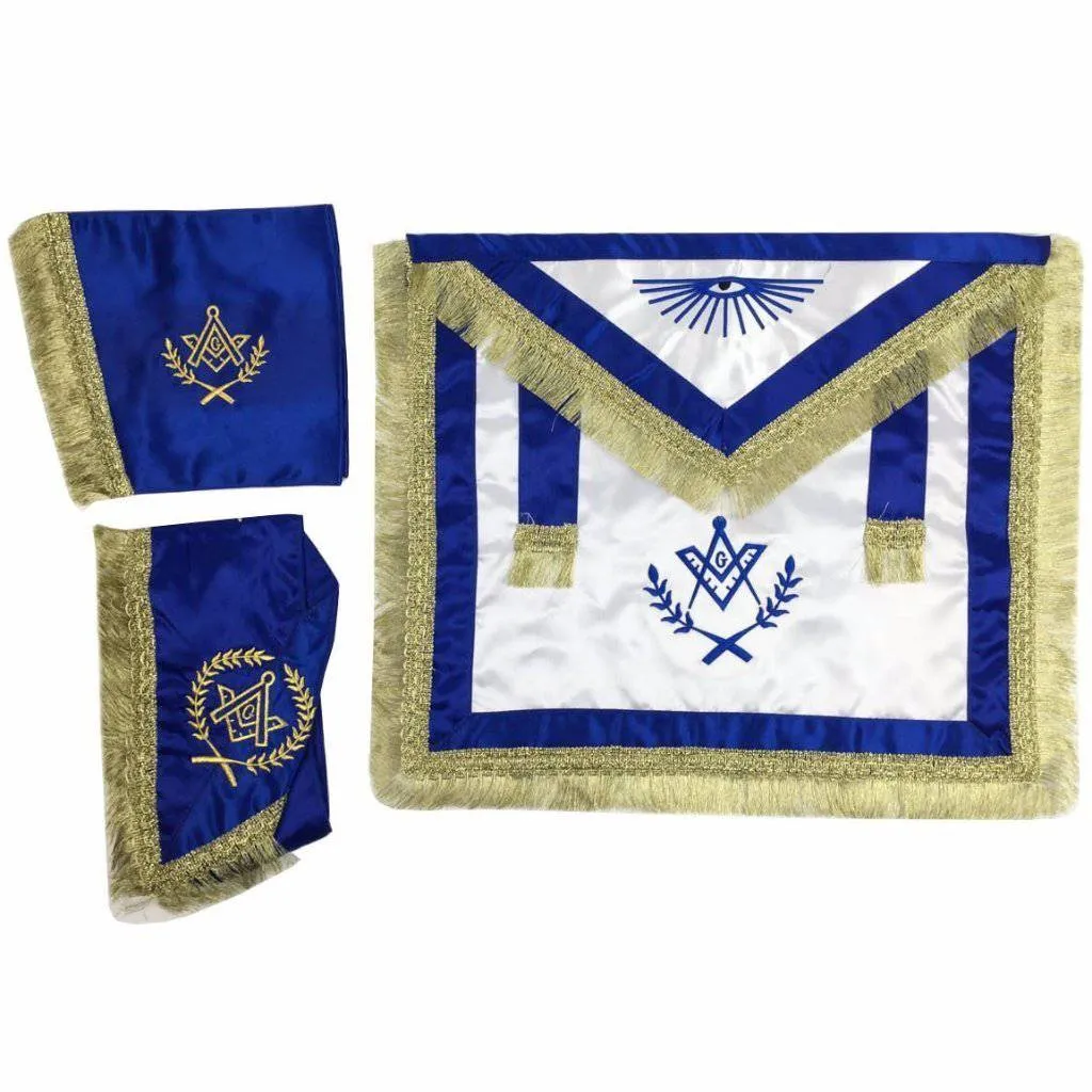 Master Mason Blue Lodge Regalia Set - Royal Blue & Gold Satin