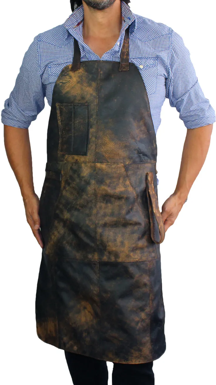 MATEUS Leather Apron ULTRA Distressed Brown - Custom-Made Personalized Name Initials