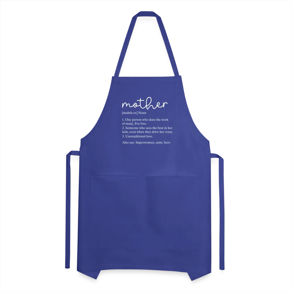 Mother Definition Adjustable Apron (White Letters)