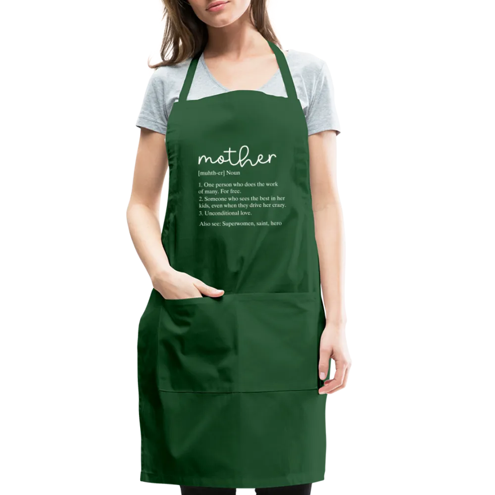 Mother Definition Adjustable Apron (White Letters)