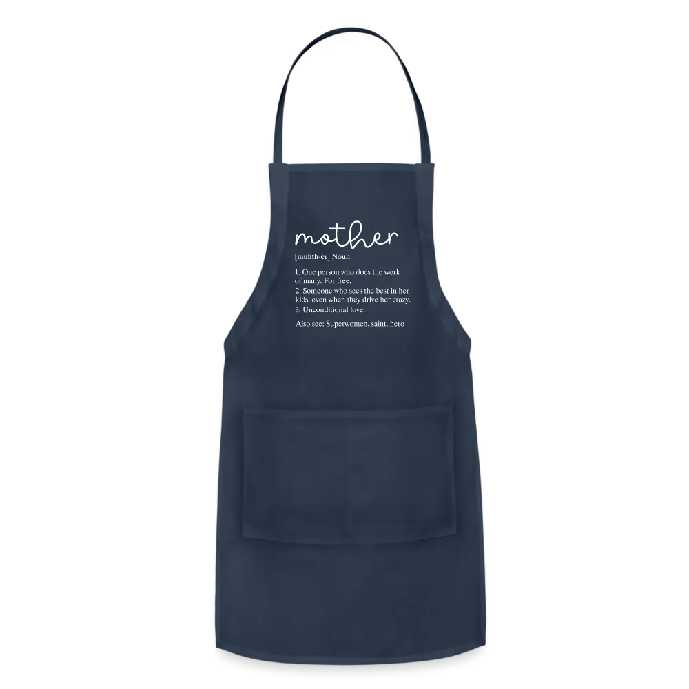 Mother Definition Adjustable Apron (White Letters)