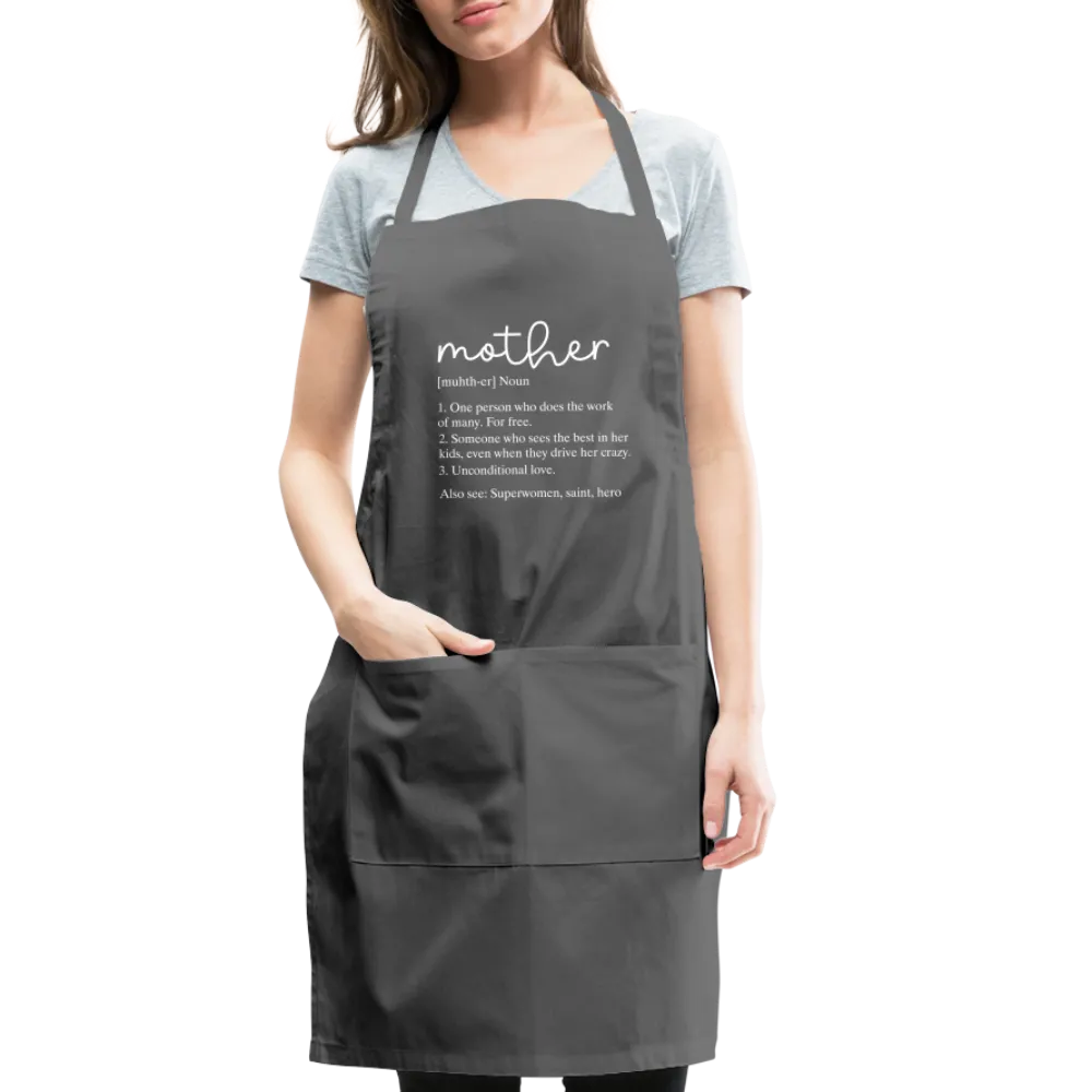 Mother Definition Adjustable Apron (White Letters)