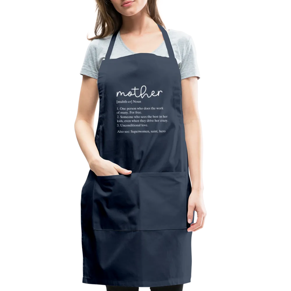 Mother Definition Adjustable Apron (White Letters)