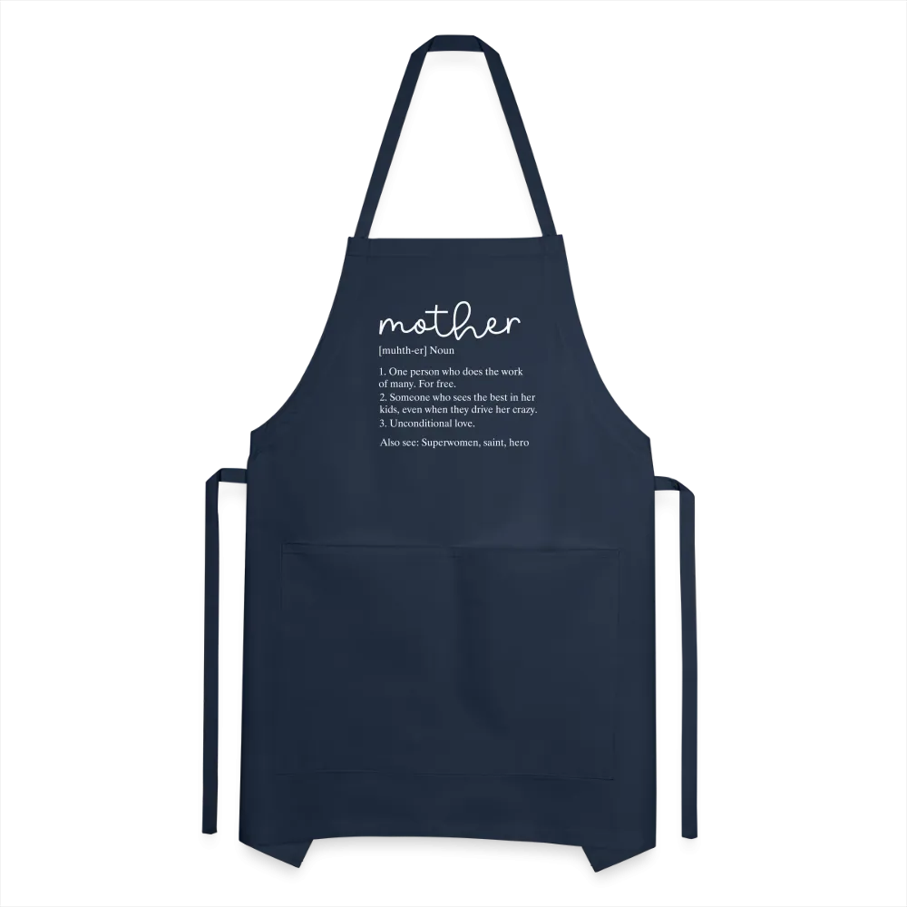 Mother Definition Adjustable Apron (White Letters)