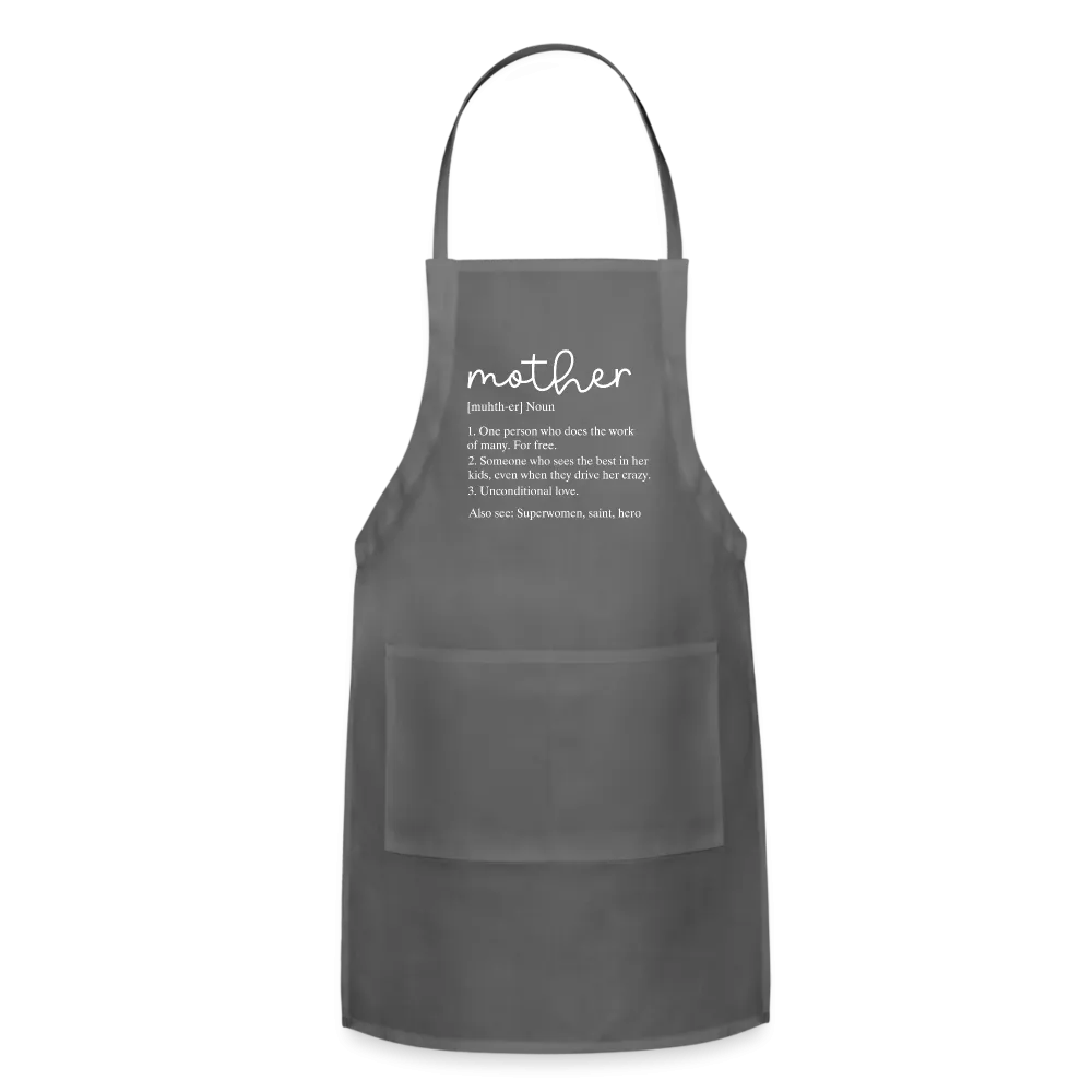 Mother Definition Adjustable Apron (White Letters)