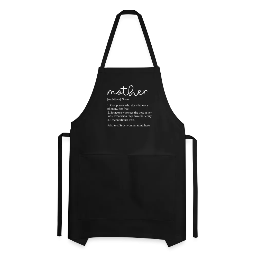 Mother Definition Adjustable Apron (White Letters)